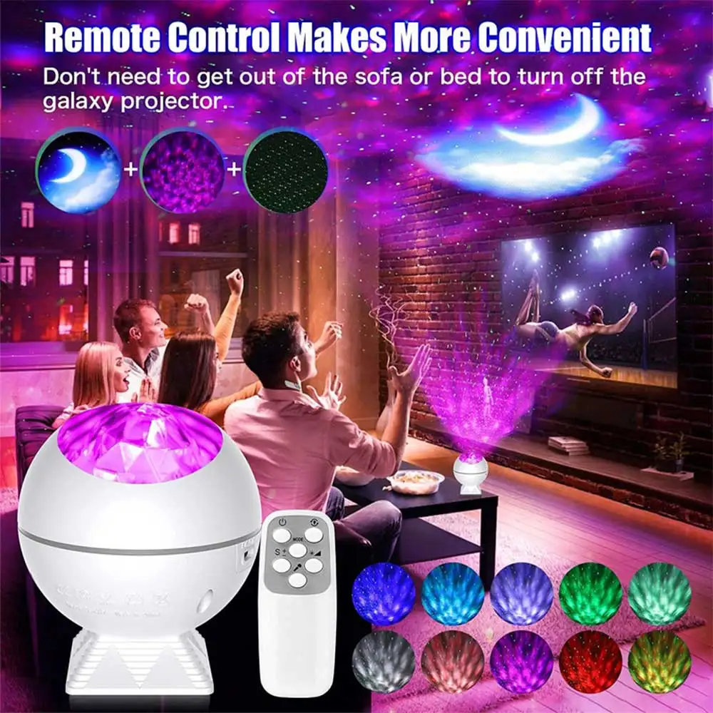 

Starry Sky Projector Night Light Remote Control Stars Moon Nebula Projection Lamp Holiday Party Atmosphere Light Kids Gifts