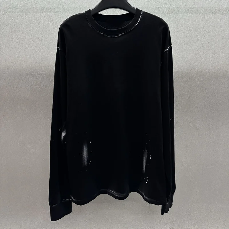 

Высококачественная футболка с длинными рукавами и принтом звезды, черная женская одежда из чистого хлопка, популярная 25100192