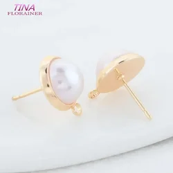 10MM 12MM 14MM 14K Gold Color Plated Brass Round Stud Earrings High Quality Diy DIY Jewelry Making Finding Accessories