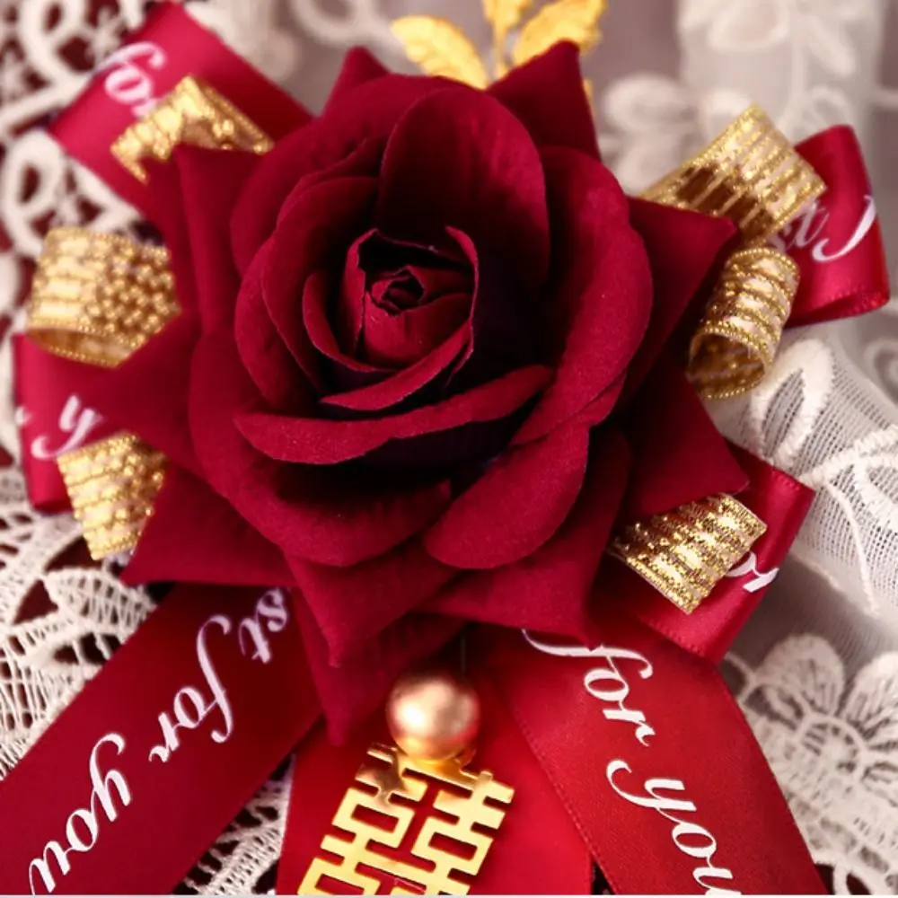 

Handmade Elegant Simulation Flower Banquet Parents Bridesmaid Bride Brooch Groom Brooch Wedding Corsage Chinese Style Corsage
