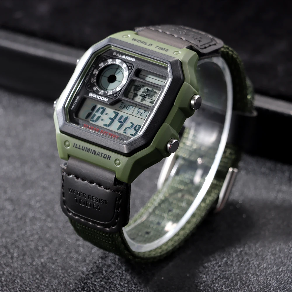 For Casio W800H 18mm Nylon Canvas Sport Watch Strap for AE1200/AE1300AE-1200WH/SGW-300/AQ-S810W/F91W Convex Men Women Bracelet