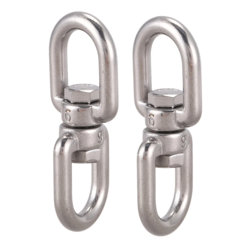 2X Marine Mooring Stainless Steel 6Mm 15/64 Inch Eye To Eye Swivel Ring