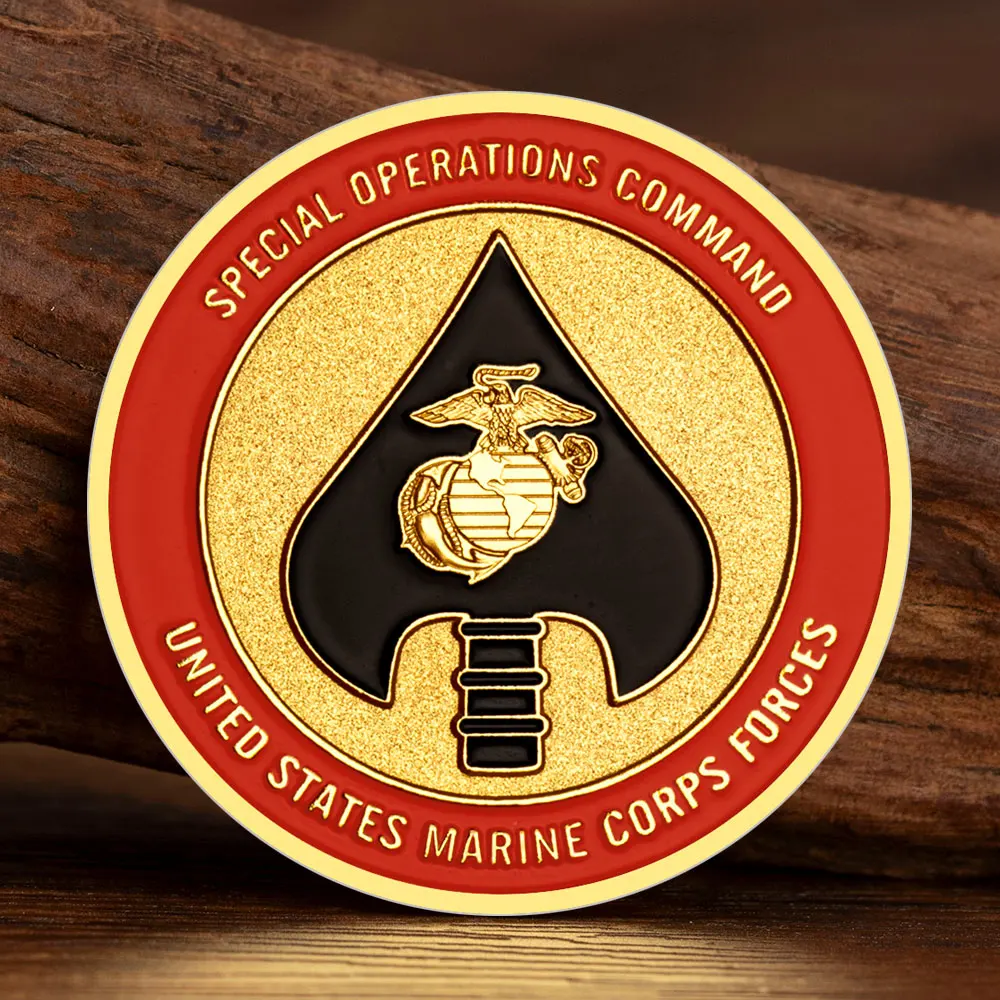 طلاء ذهبي لقوات مشاة البحرية الأمريكية، العمليات الخاصة، عملة تذكارية، هدية تذكارية قابلة للجمع