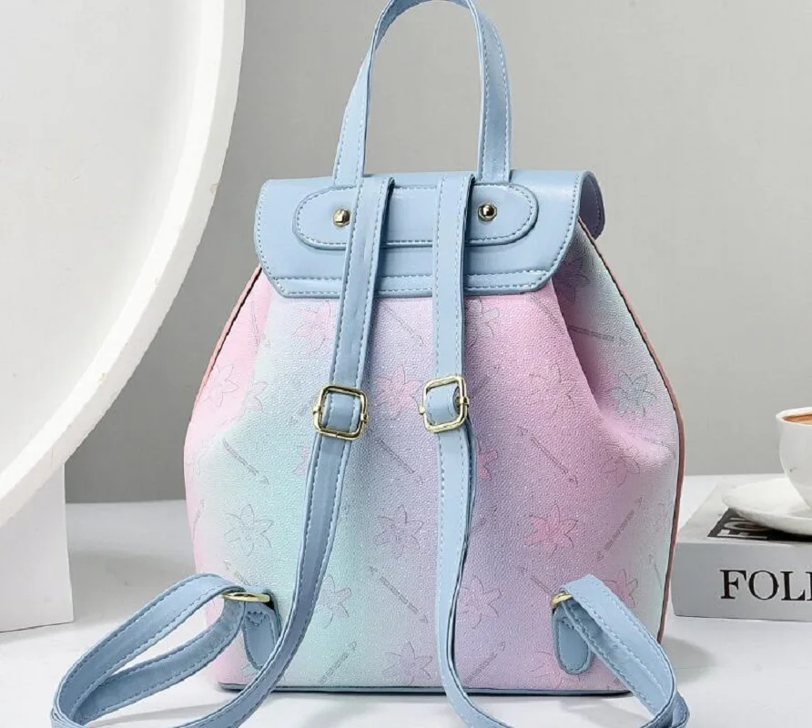 New Arrival Women Fashion Luxury Printing Soft Leather Backpacks High Capacity Travel Backpack Shoulder Bags School Bag Totes