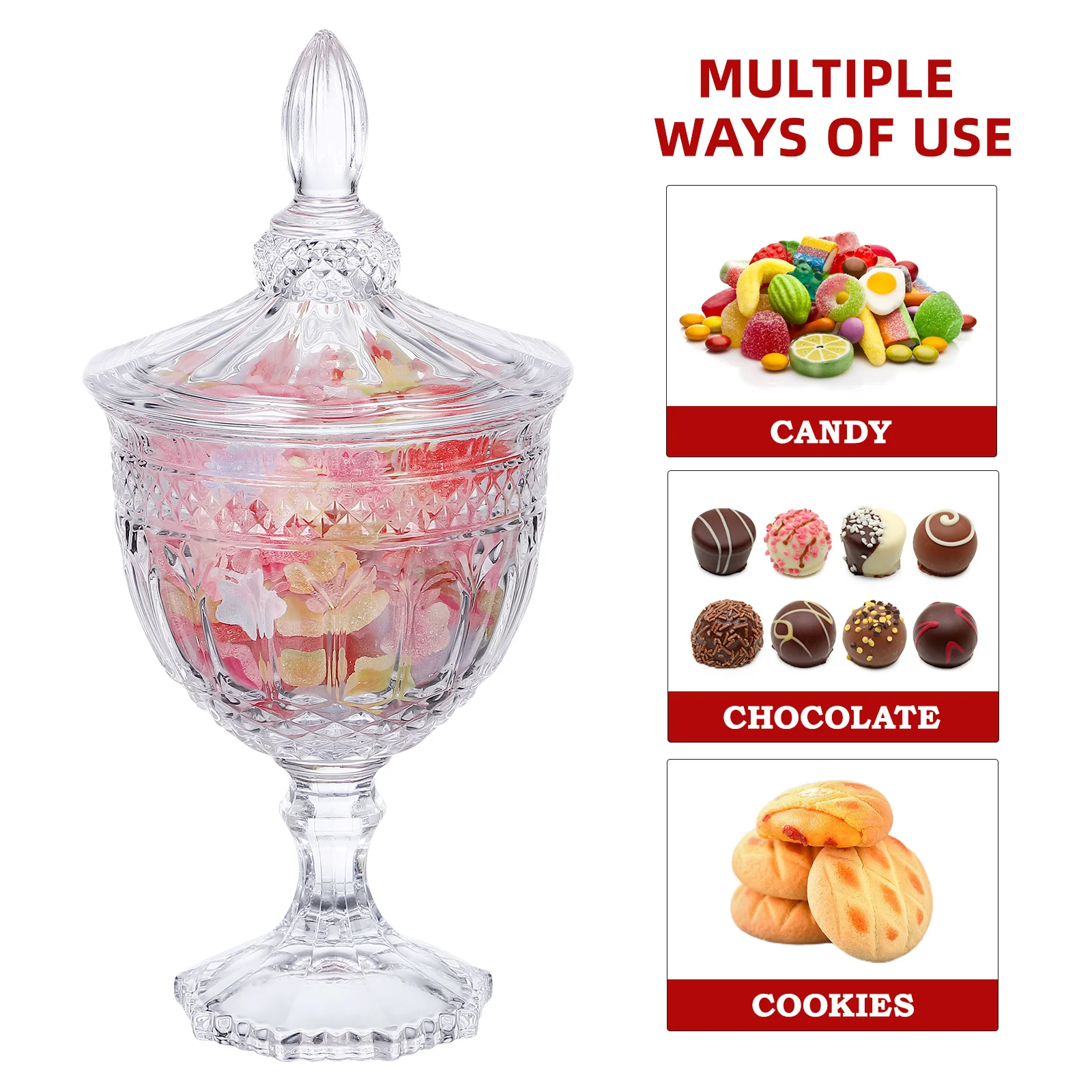 

1Pcs Glass Candy Jar European Style Design Storage Canister Household Gift Candy Jar Glass Storage Container