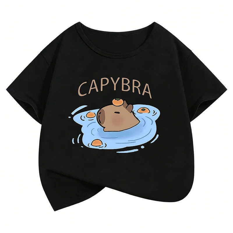 Kinder-Schwimm-T-Shirts mit Capybara-Print-Design, Kurzarm-Shirts, Cartoon-Kinder-T-Shirt für Jungen und Mädchen, Sommer und Frühling