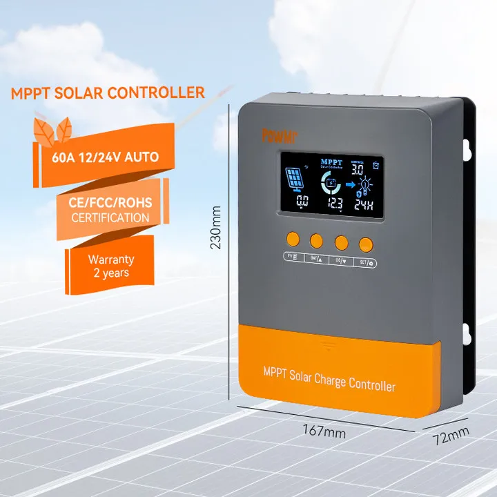 PowMr 12V 24V 36V 48V MPPT Solar Charge Controller Regulator 60A Solar Panel Controller For Solar System