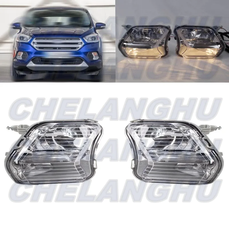 

Car accessories For Ford Escape Kuga 2017 Left +Right Side Front Bumper Fog Lights Fog Lamp With Bulbs GJ5Z-13200-D GJ5Z-13200-C