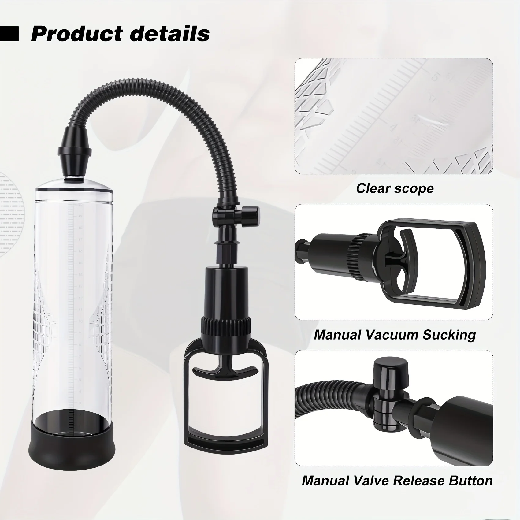 Manual Vacuum Penis Enlarger Penis Vacuum Pump Penis Erection Trainer Male Sex Toy for male Enlargement and Erection Improvement