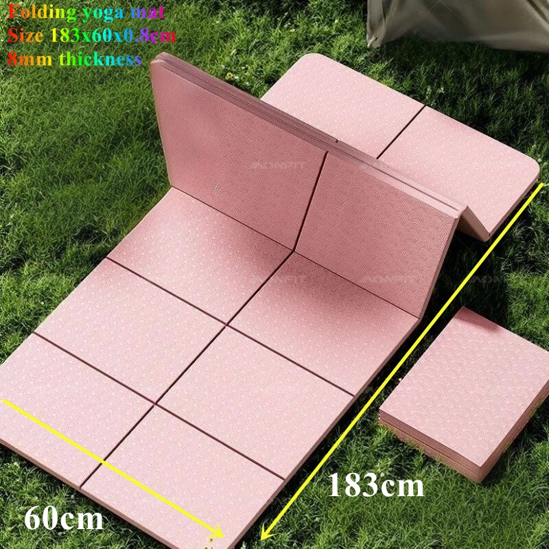 

Fold Portable Yoga Mat 183x60x0.8cm Fitness Exercise Pilates Floor Workout Eco-Friendly Foldable Double-Sided Non-Slip Travel