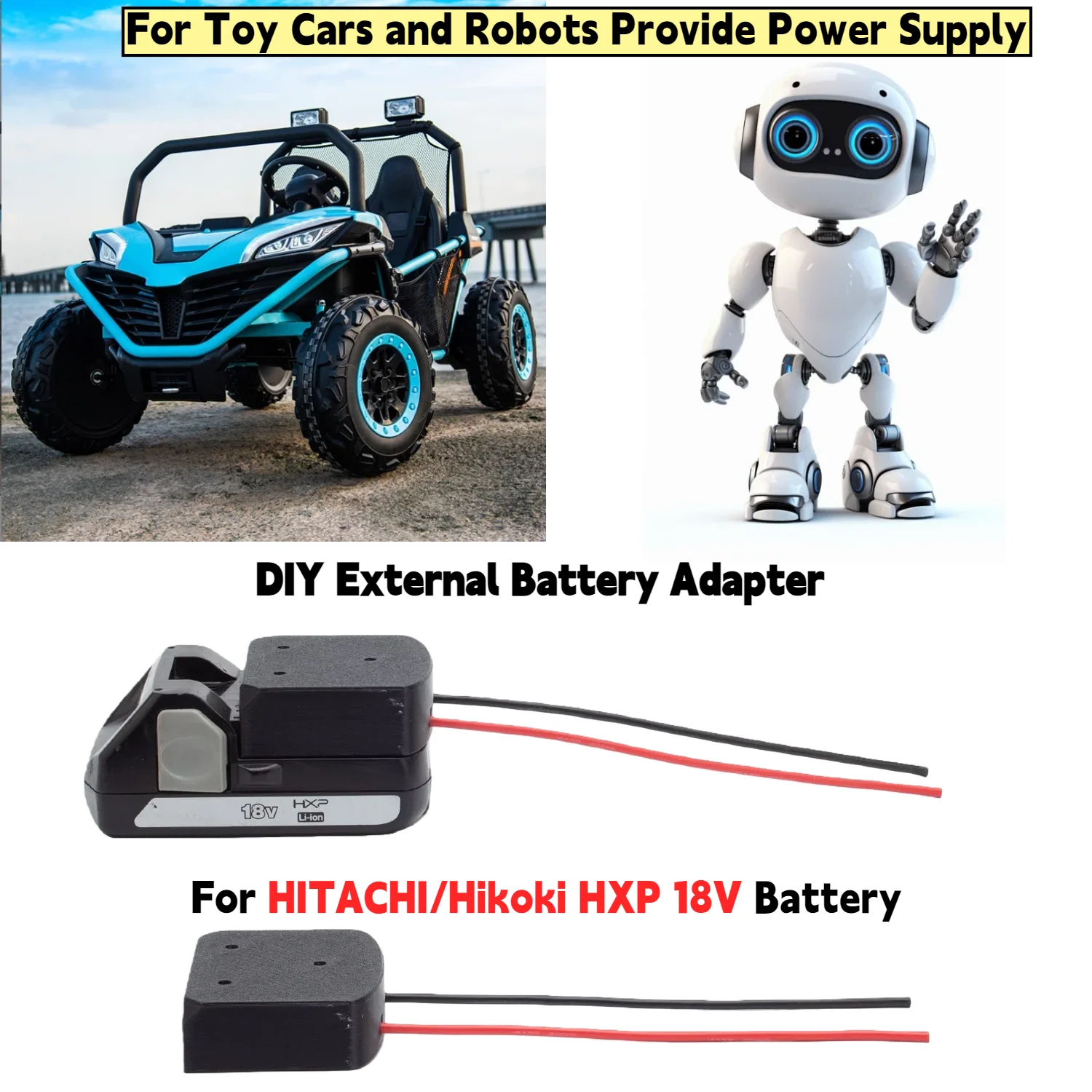 

Адаптер-конвертер для внешнего аккумулятора DIY для батарей HITACHI/Hikoki 18В, провод 14 AWG для игрушечных машинок и роботов, обеспечивает питание