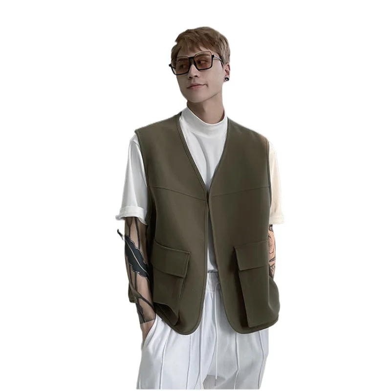 D2381 Large Pocket Decorative Suit Vest Men's Spring and Autumn Korean Style