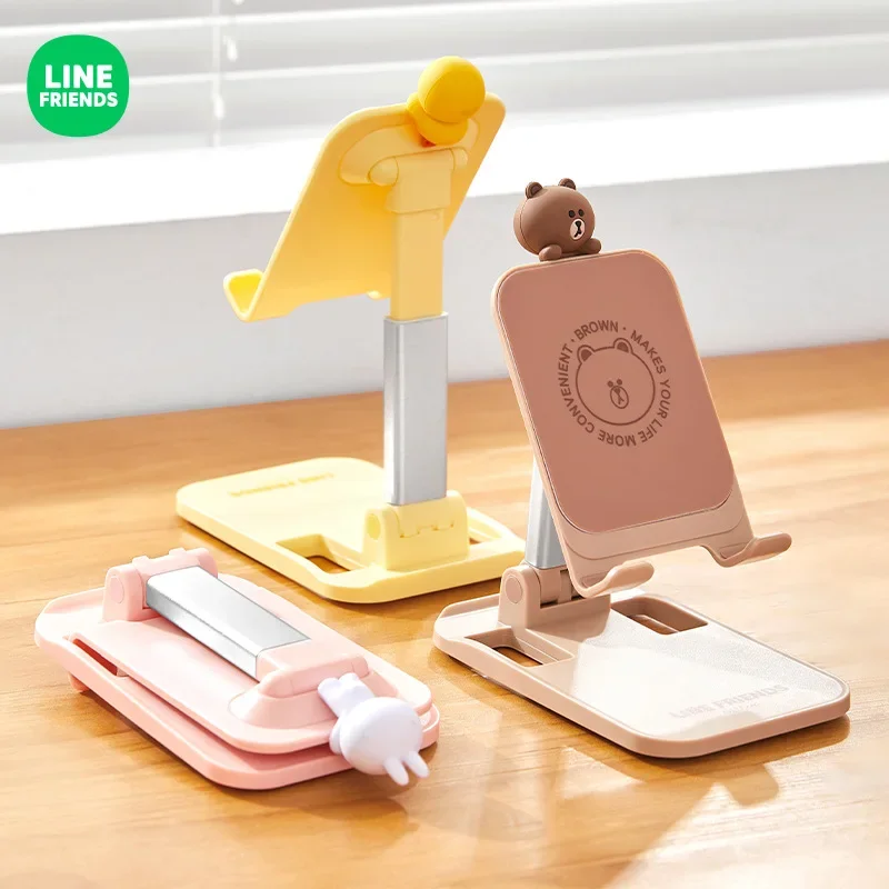 LINE FRIENDS Brown Desktop Phone Stand Portable Anime Kawaii Learning Watching Working Rotating Folding Tablet Supporting Gifts