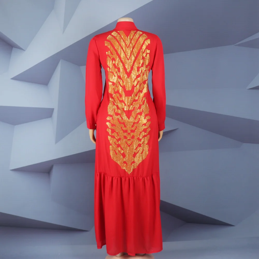 African American Expensive Shirtdress Solid Color Front and Rear Heavy Rhinestone Embellishment BOUBOU