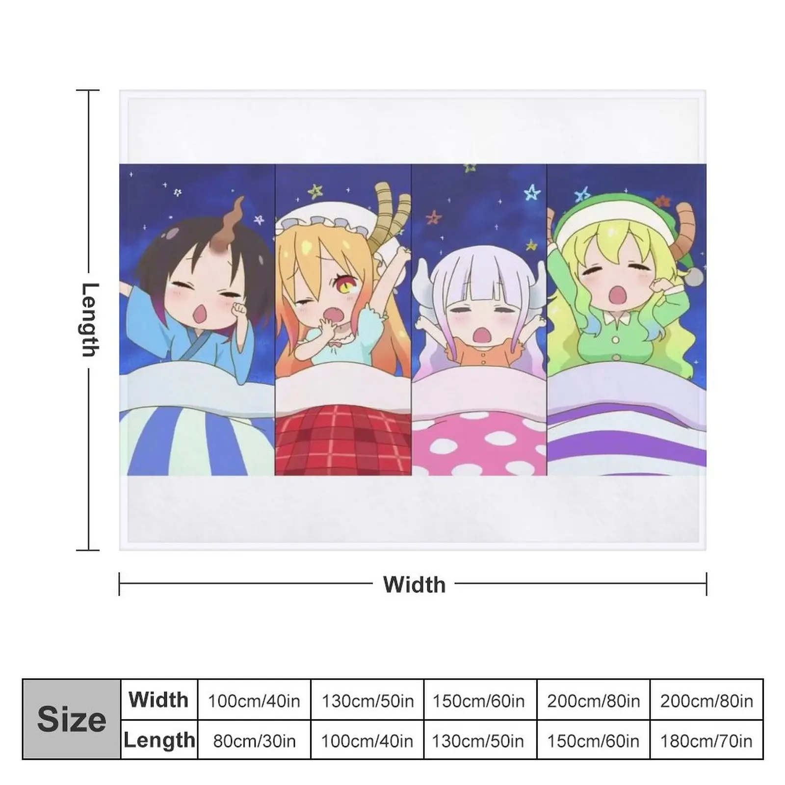 Miss Kobayashi's Dragon Maid/ Kobayashi-san Chi no Maid Dragon Throw Blanket Hairys Warm wednesday Soft Plaid Blankets