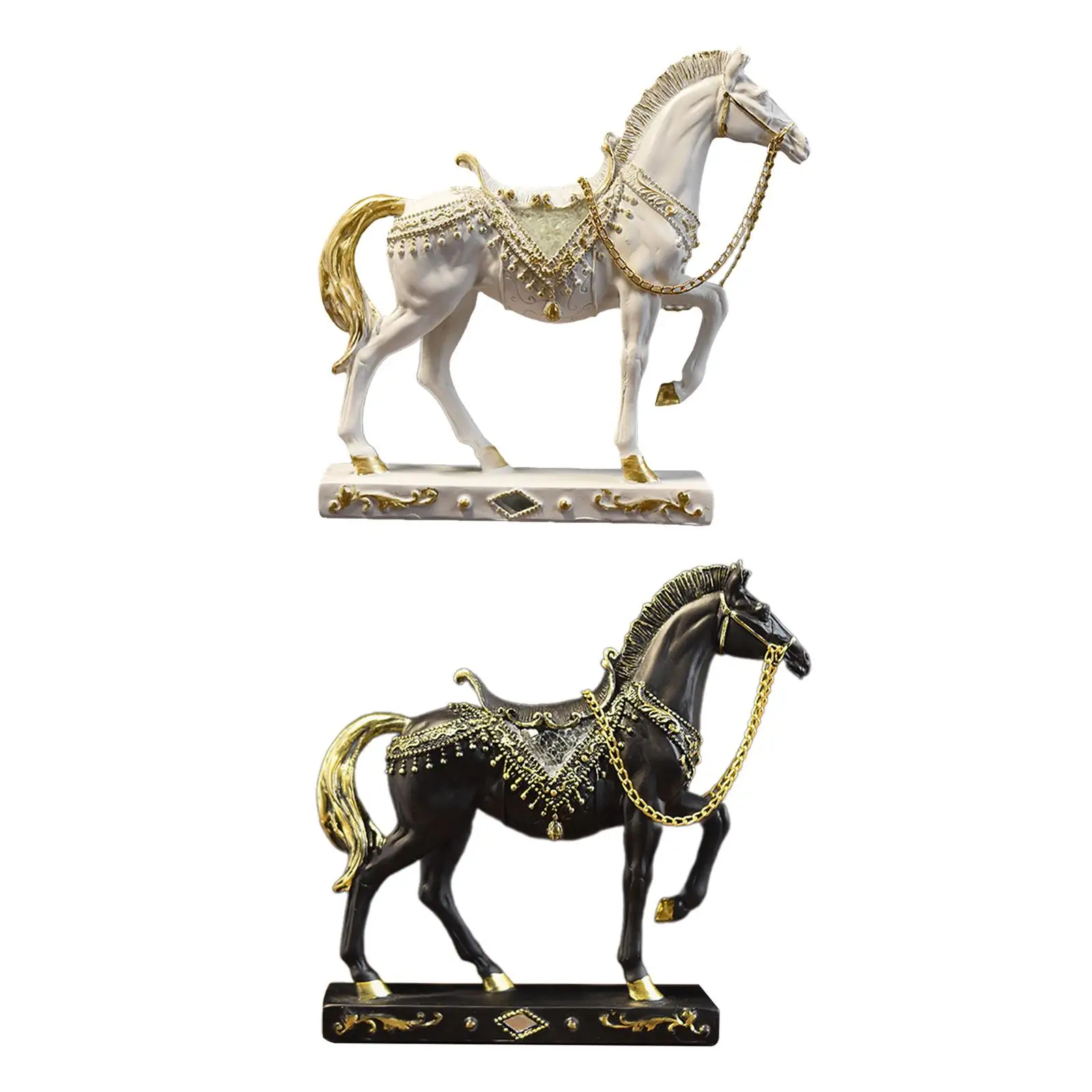 Horse Statue Decor Ornament Artwork Desk Decoration Collectible Resin Horse Sculpture for Bedroom Office Bookcase Furniture Home