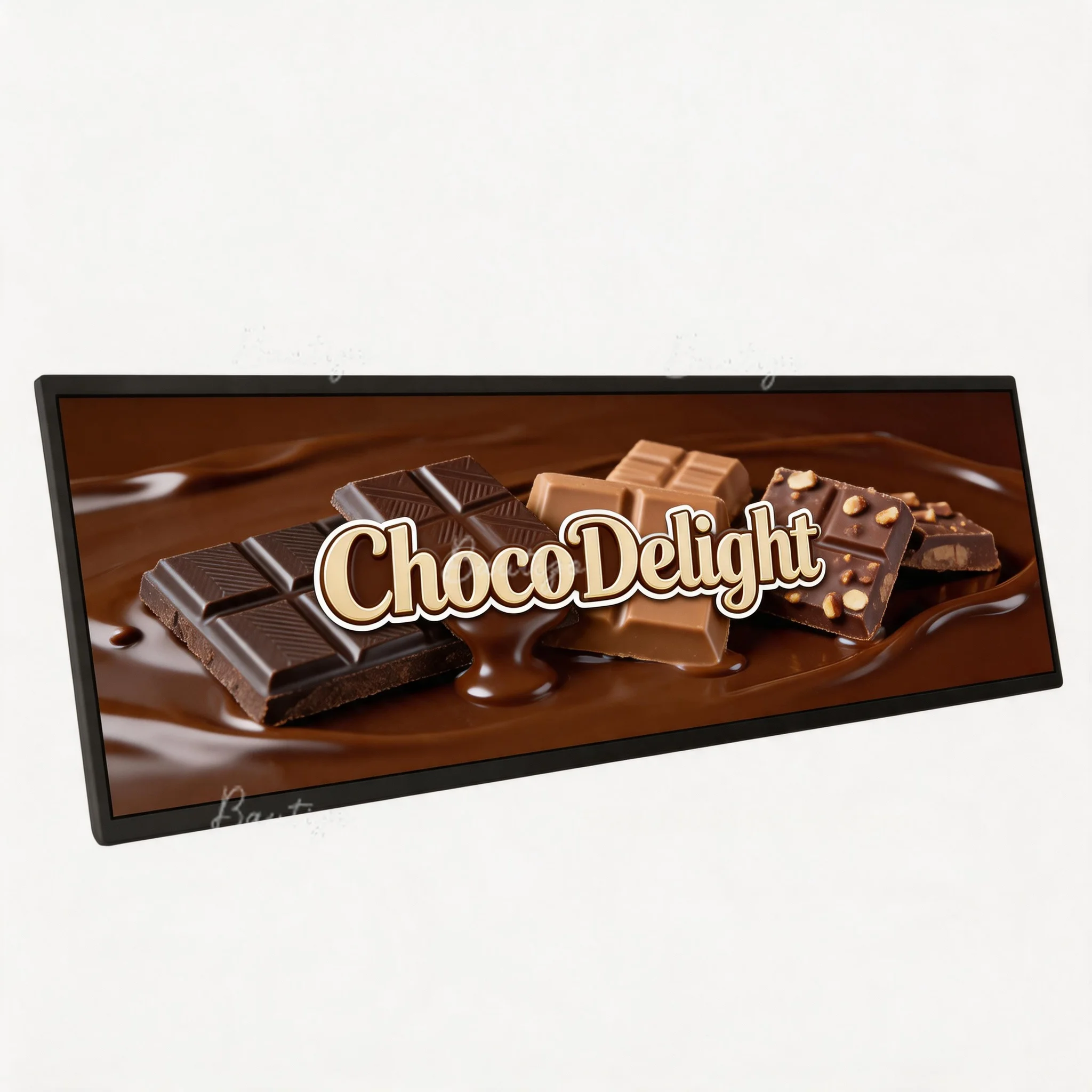 LCD Panel Stretched Bar Display Screen ChocoDelight Ultra Wide Digital Signage for Chocolate Shop Storefront Promotion