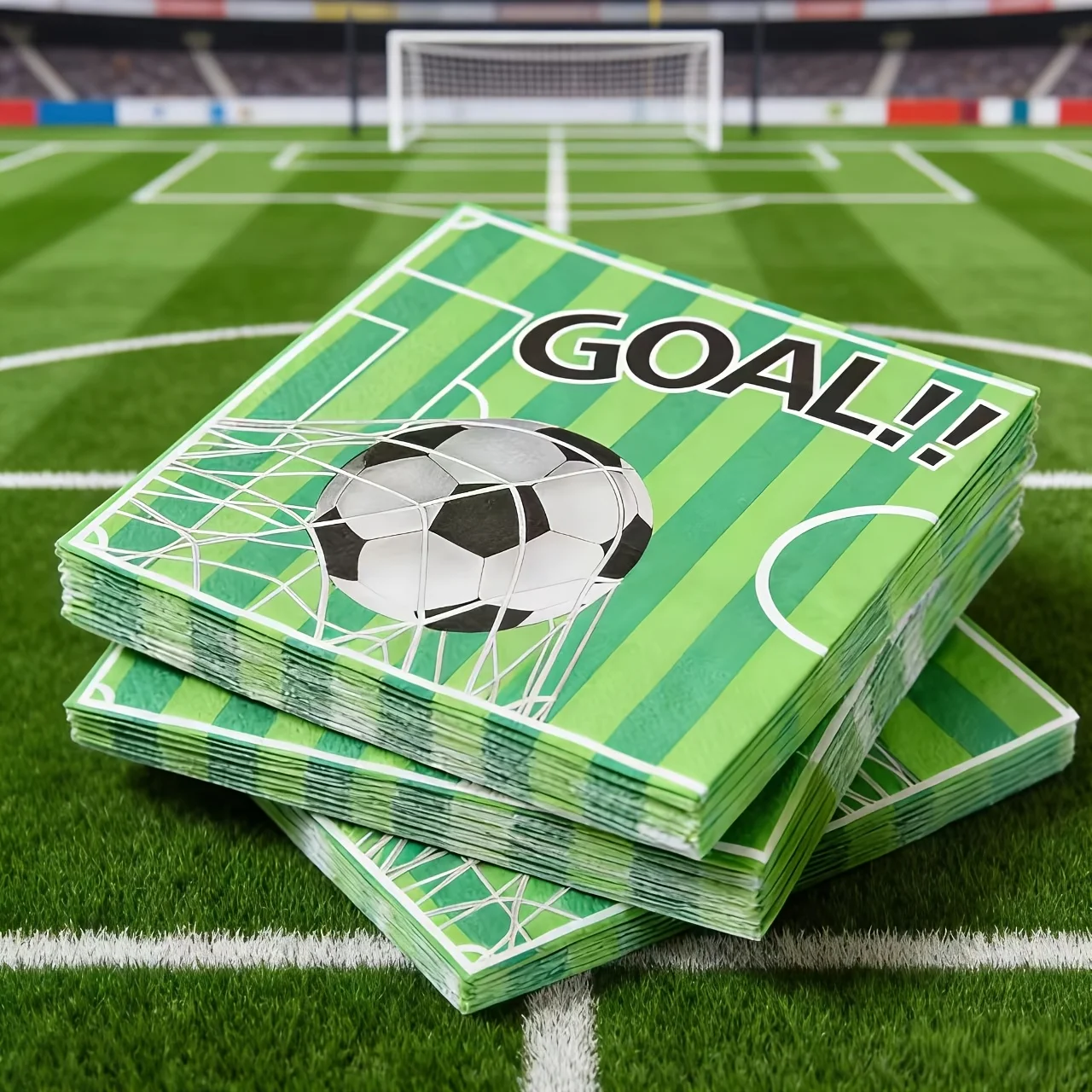 20Pcs Football Printed Party Napkins Party Restaurant Disposable Football Pattern Napkins Fan Party Decoration Supplies