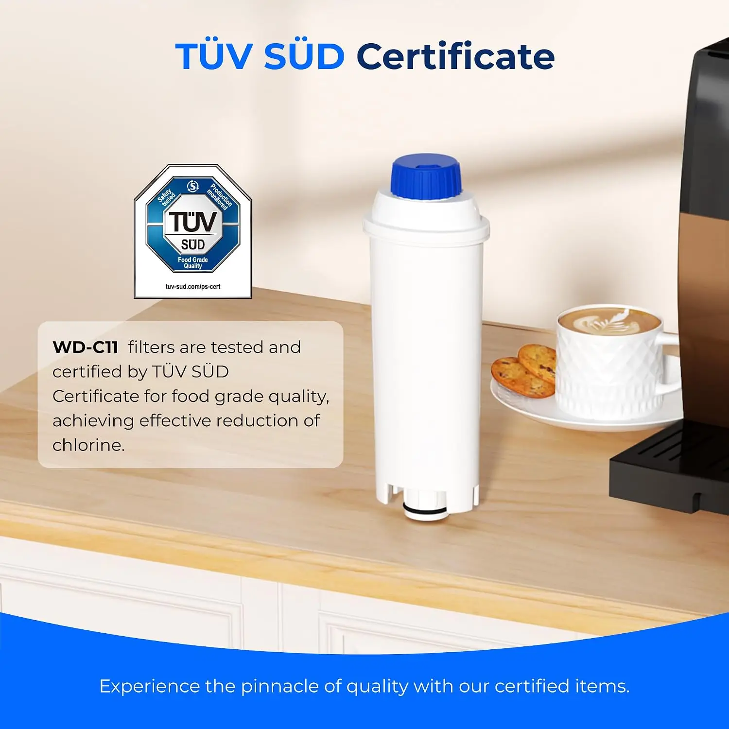 Waterdrop DLS C002 Filter Replacement for De'Longhi® DLS C002 Filter, Compatible with ECAM/ETAM/EPAM Series, EC680/5, De'Longhi® Magnifica Evo Coffee Water Filter,TÜV SÜD Certified