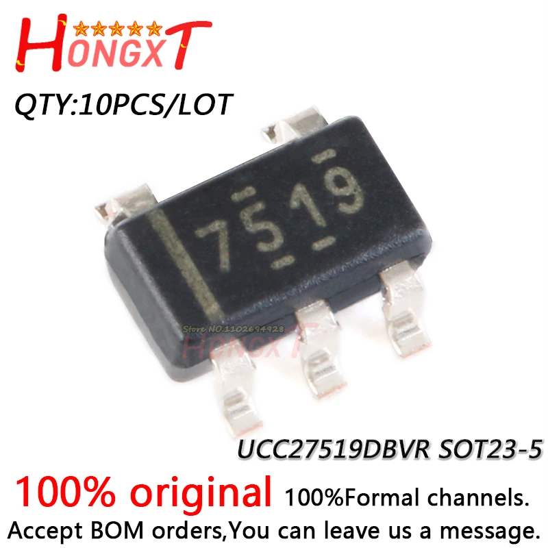 

10PCS 100% NEW UCC27519DBVR SOT23-5 4A/4A SINGLE CHANNEL HIGH-SPEED LOW SIDE GATE DRIVER.Chipset