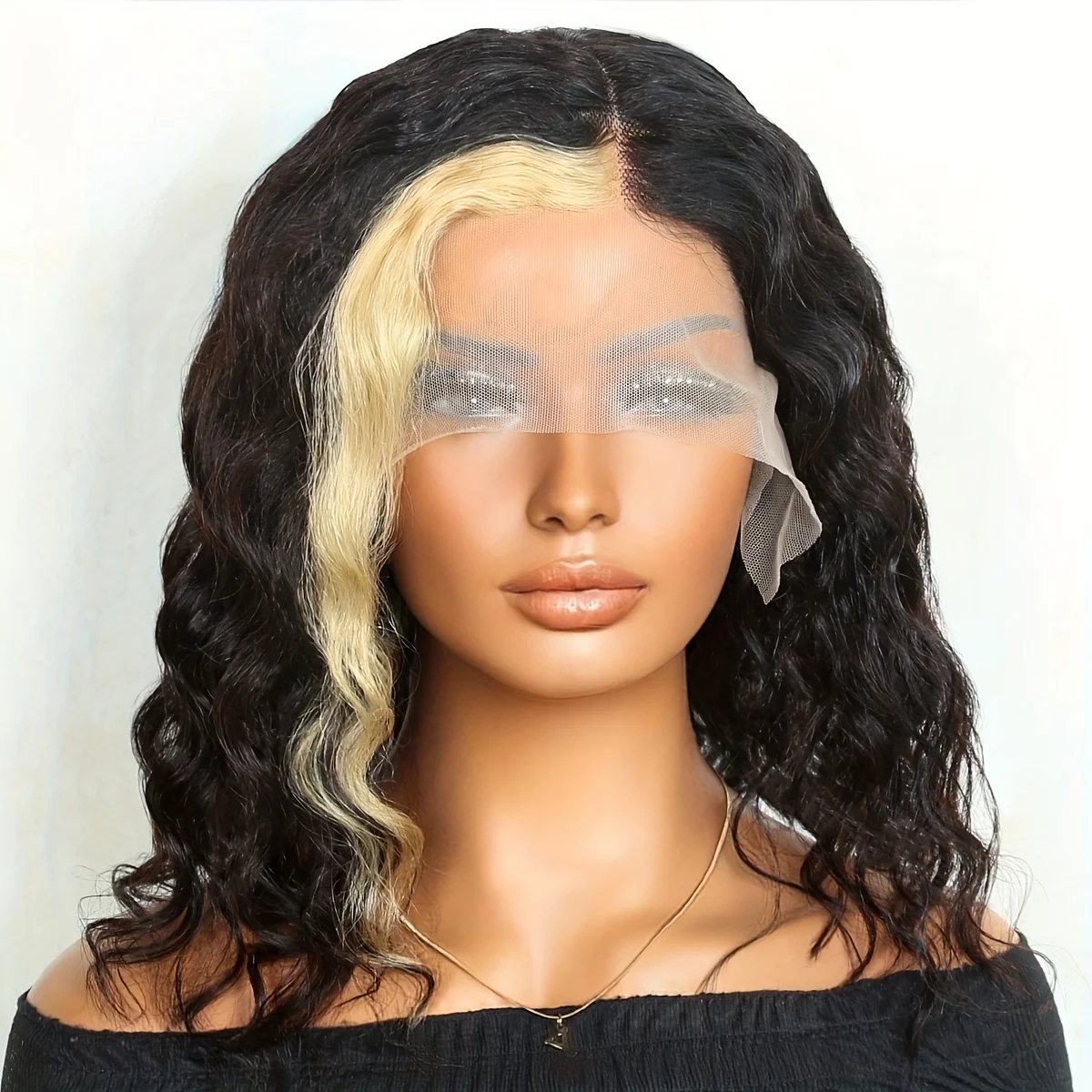 

Black Mixed 1 Stand Of 613 Blound Hair Loose deep Wave Bob Wigs Human Hair T13x5 Side Part Transparent Lace Front Wig For Women