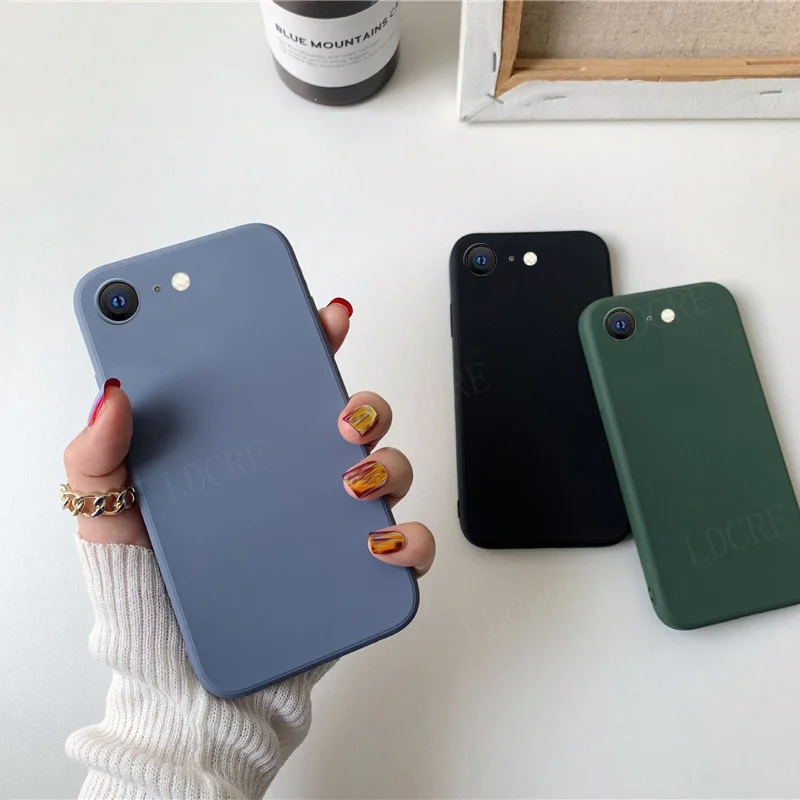 For iPhone SE 2022 Case Phone TPU Luxury Original Back Square Liquid Silicone Case For iPhone 13 Pro Max SE 2020 2022 Soft Cover