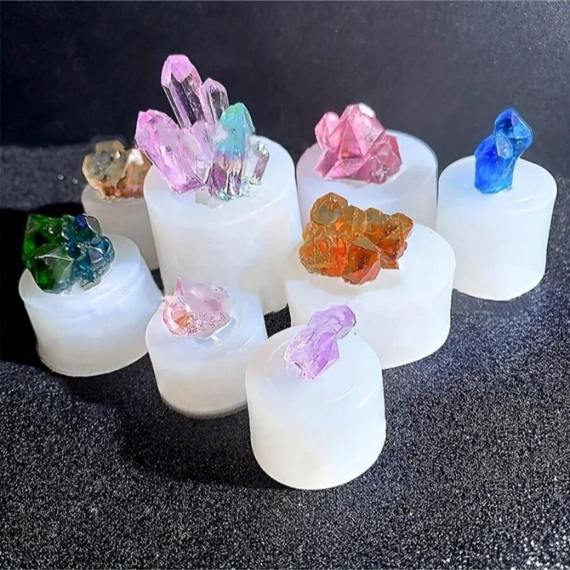 

8pcs Crystal Cluster Resin Mold Set Silicone Quartz Rock Gravel Casting Molds for DIY Crafts, Polymer Clay Cake Decorating