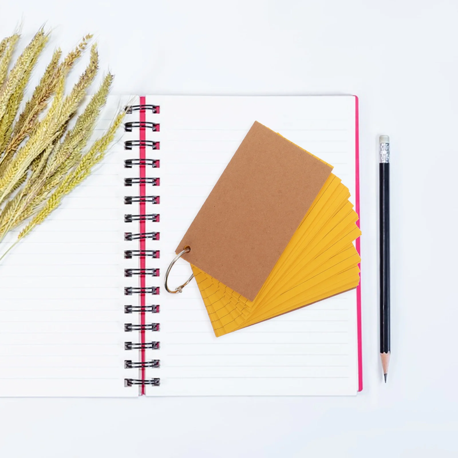 

10Pcs American Style Index Cards Double Sided Horizontal Lines Paper Cover Loose Leaf Ring Binding Flashcards for Study Work