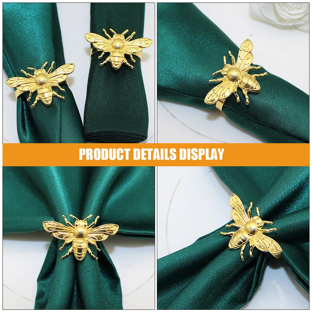 

6pcs Napkin Rings Metal Table Decor Elegant Holiday Party Wedding Dinner Supplies Kitchen Accessories