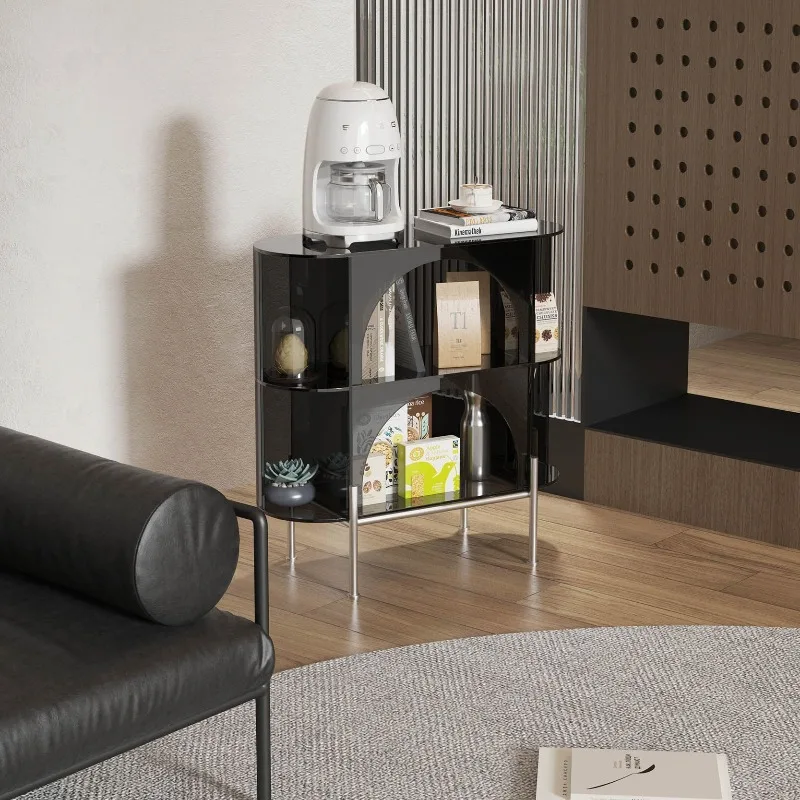 أريكة جانبية لغرفة المعيشة من الأكريليك، رف فاخر وخفيف وحديث وبسيط، خزانة شاي جانبية للتخزين المنخفض