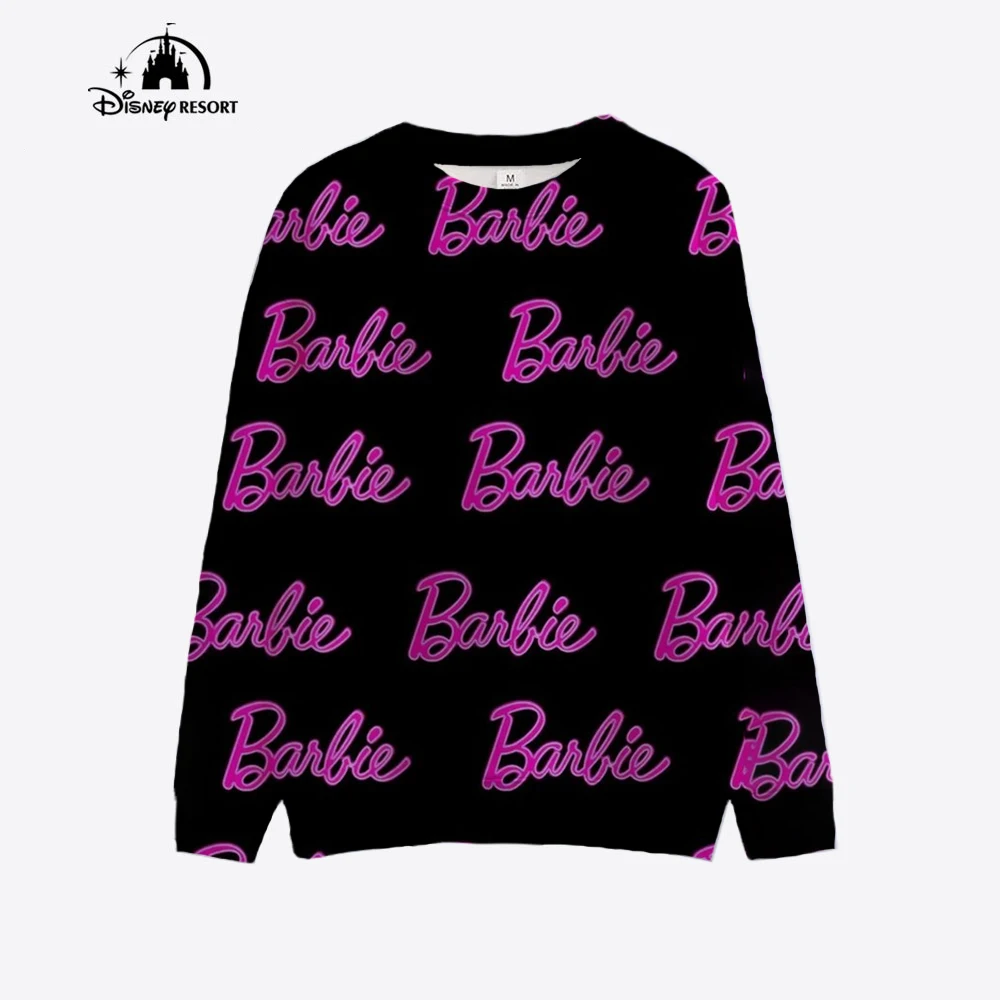 2024 Spring/Summer Women\'s 3D Printed New Barbie Princess Printed Hoodie Street Casual Sports Hoodie