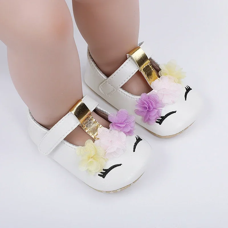 New Toddler Baby Girls Unicorn Shoes PU Leather Shoes Soft Sole Crib Shoes Spring Autumn First walkers 0-18 Months