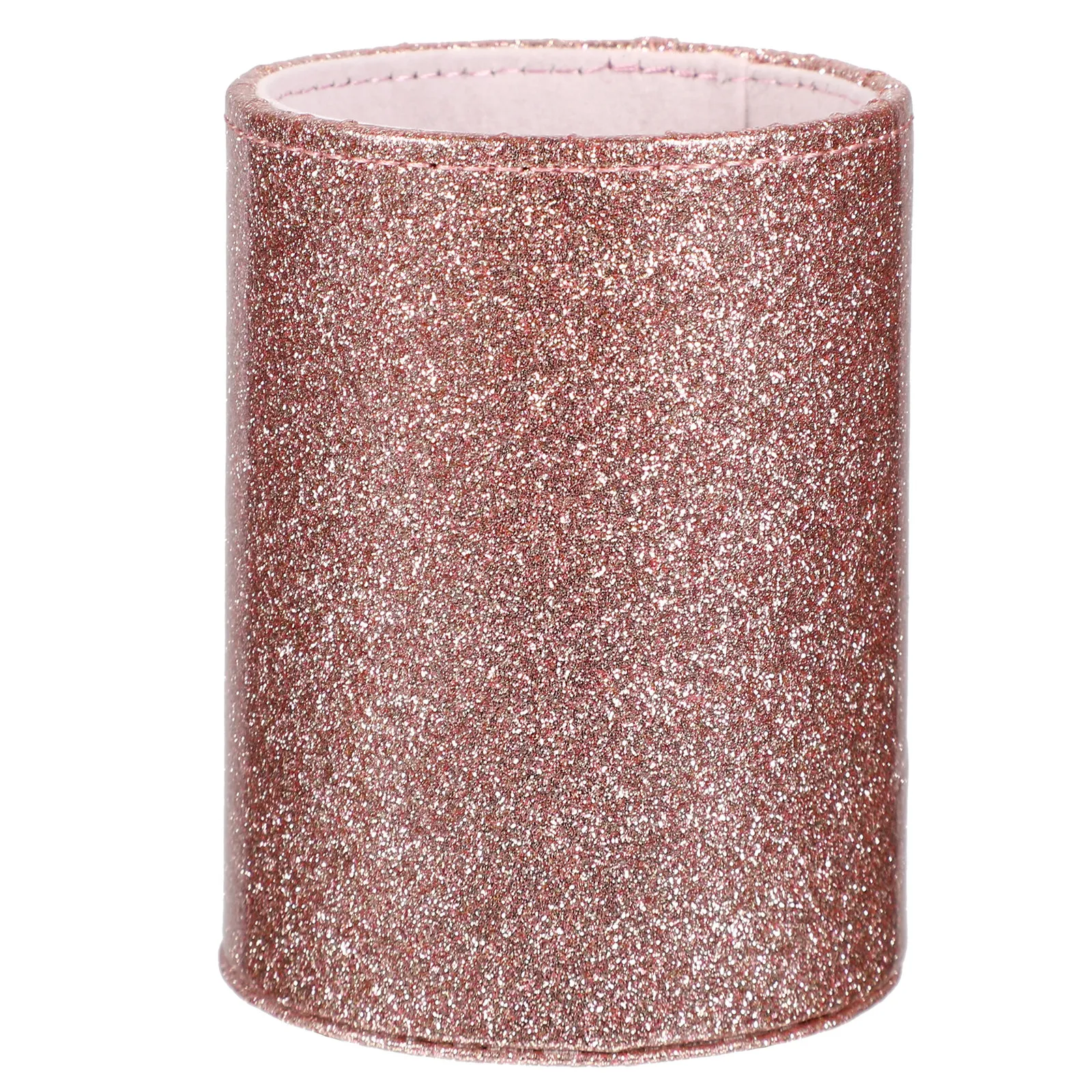 

Rose Gold Makeup Brush Holder PU Storage Bucket Lightweight Compact Travel Organizer for Pens Brushes