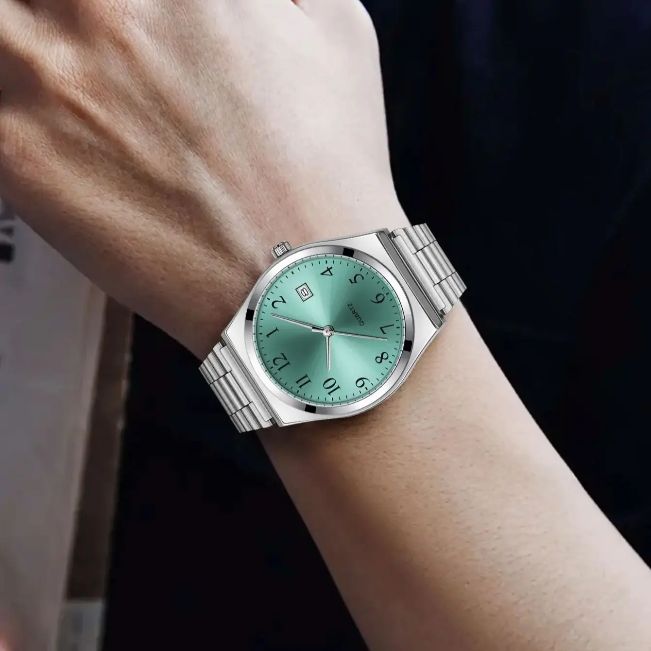 LUCKY FOX - Jam Tangan Stainless Steel Bergaya & Minimalis dengan Dial Hitam - Ketepatan Waktu Yang Tepat untuk Sehari-hari