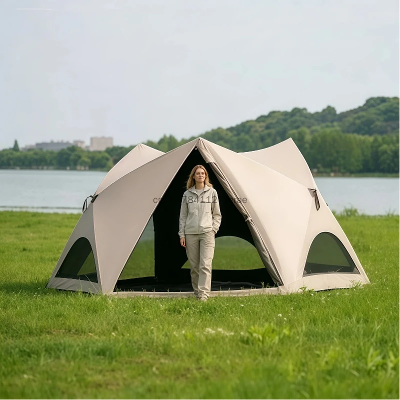 Beach park quick-open tent, outdoor portable folding camping tent, complete set of equipment for sun and rain protection view 2