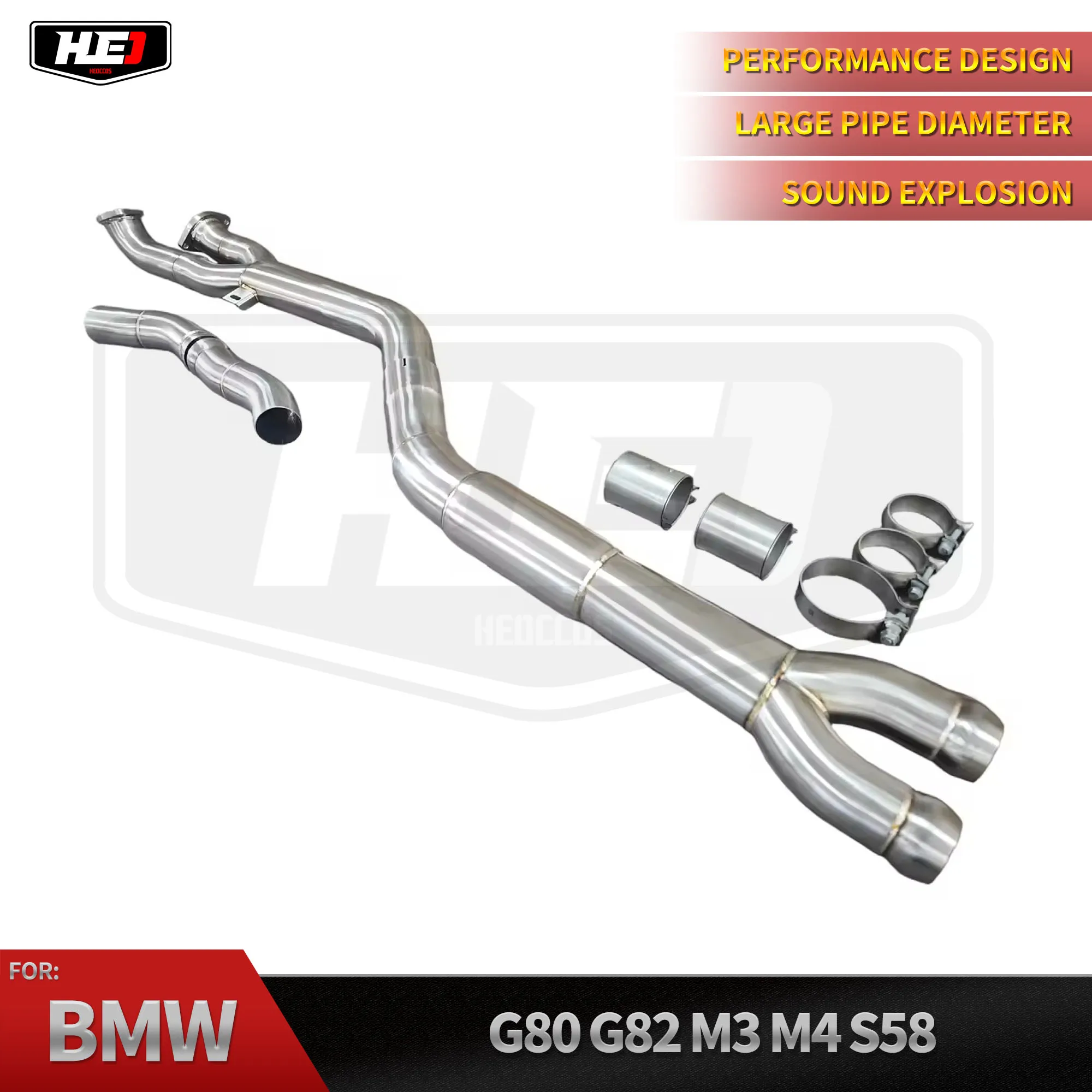 

HEO Customized Single Tube Midpipe For BMW M3 M4 G80 G82 3.0T Exhaust S58B SUS 304 Stainless Steel