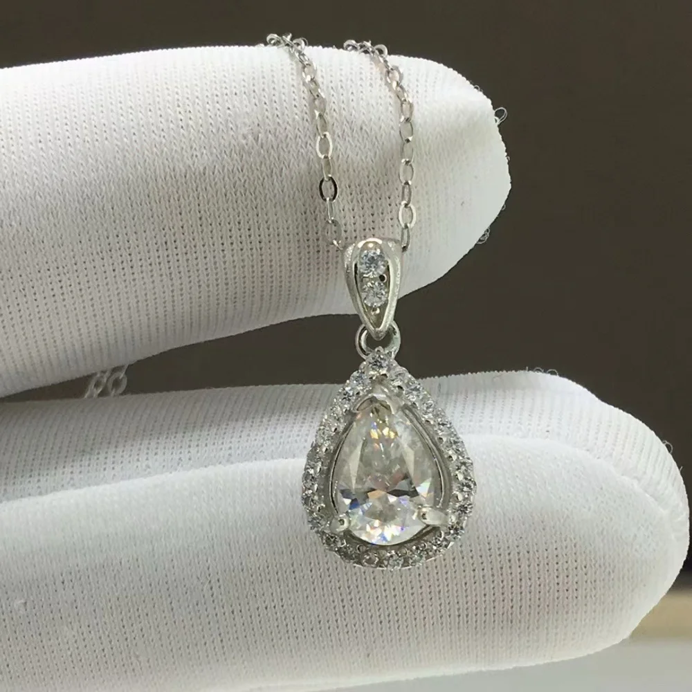S925 1 Carat High Quality Waterdrop Moissanite Diamond Pendant Fashion Elegance Jewelry Birthday Women Mature Charm Gift