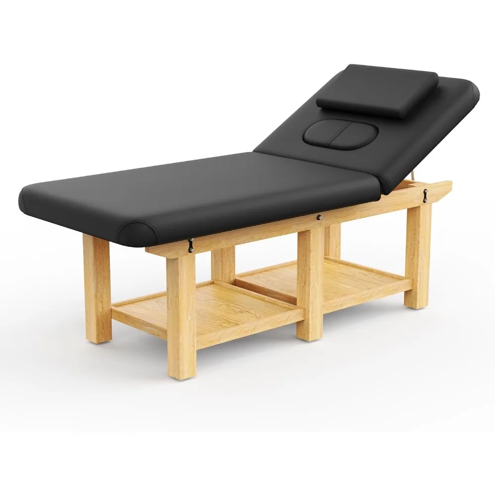 

Stationary Massage Table Treatment Clincal Beauty Bed/PU Spa Bed, 31.5 Inchs Wide PU Leather - Black