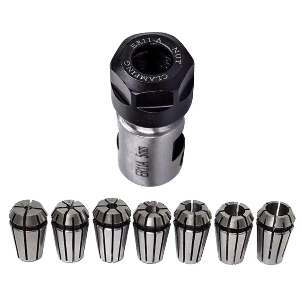 Alloy Steel ER11 Spring Collet Set Fasten Clamping Lathe Chuck for CNC Milling Engraving Machine