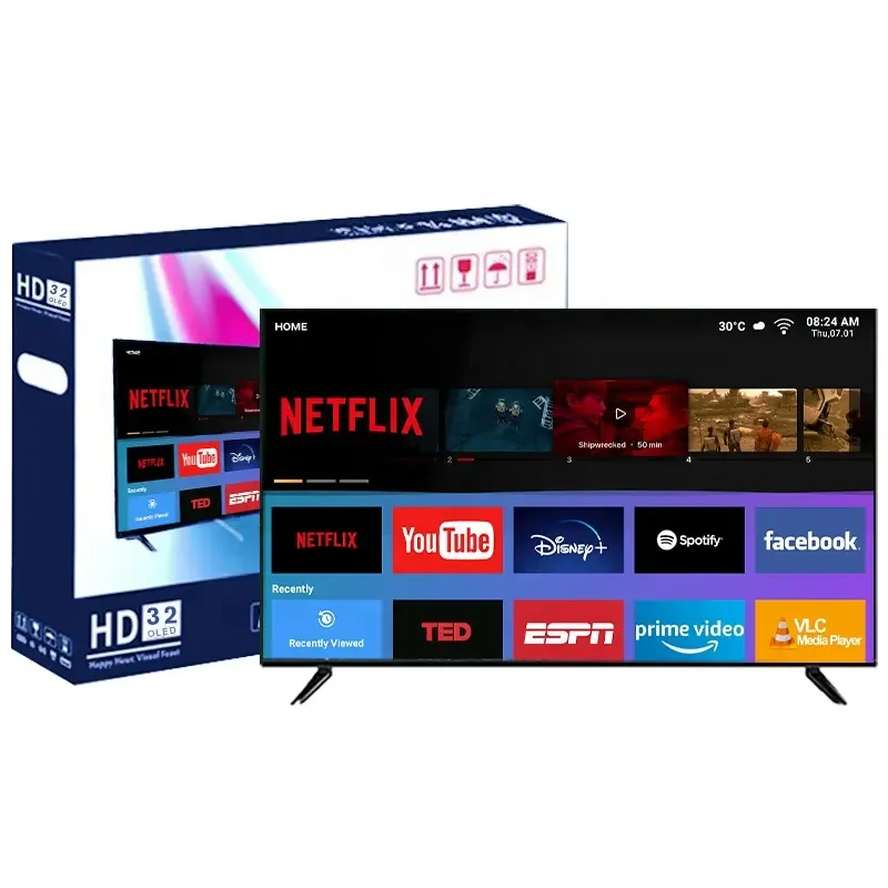 Televisor LED Inteligente Personalizado Original de 32 43 45 50 55 65 75 85 Pulgadas, Smart TV 2K 4K Ultra HD Android