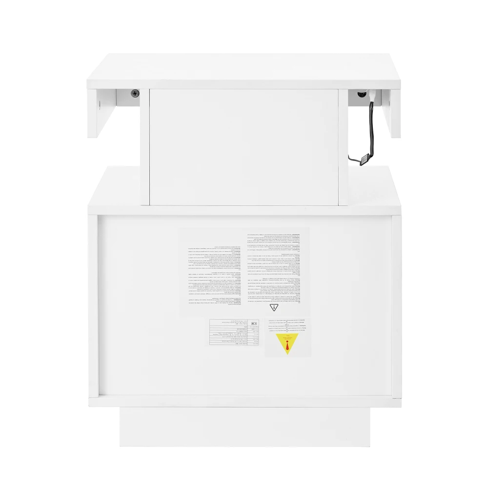 PINGGO LED-Nachttisch, 2 Stück, mit 2 Schubladen, 1 offener Stauraum, weißer Nachttisch, Größe 100 x 40 x 60 cm, Schlafzimmermöbel – Detail 17