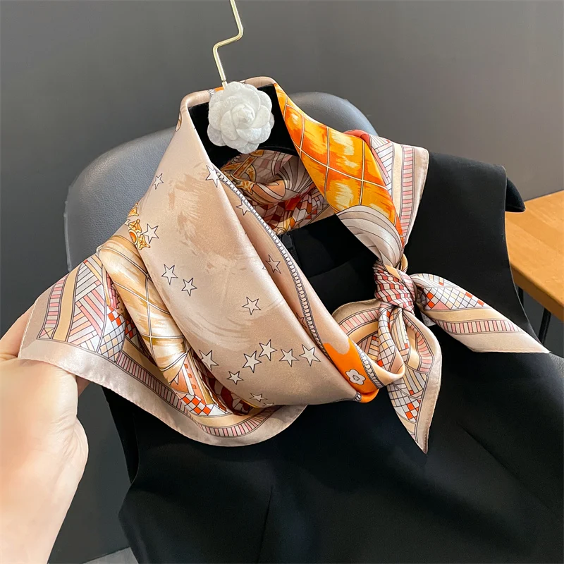 100% Real Silk Scarf New 70CM Natural Shawl Wraps Women Ladies Fashion Scarves Foulard Bandana Square Headband Hijab Pashmina