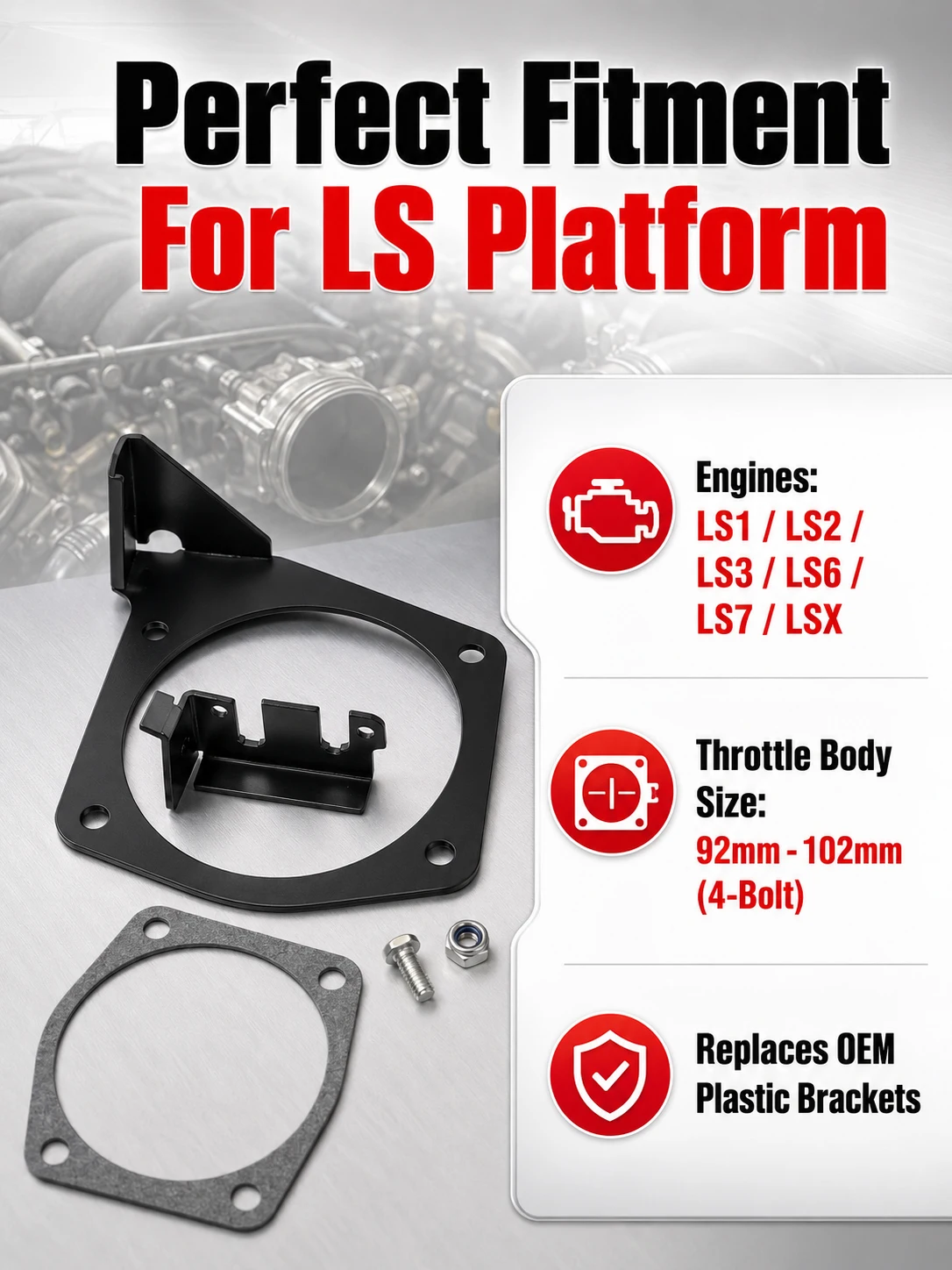 Throttle Cable Bracket for LS LS2 LS3 LS6 LS7 92mm-102mm Intake Engine 81012 81042