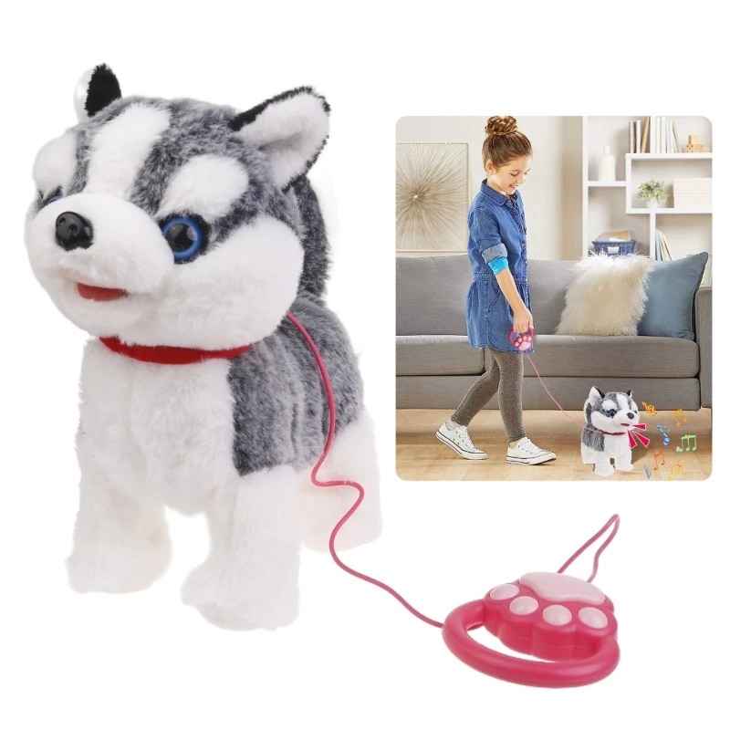 Leash Electric Walking Dog Toy Simulation Singing Puppy Toy Barking Plush Dog Toy Baby Craw Learning Toy Toddler Gift