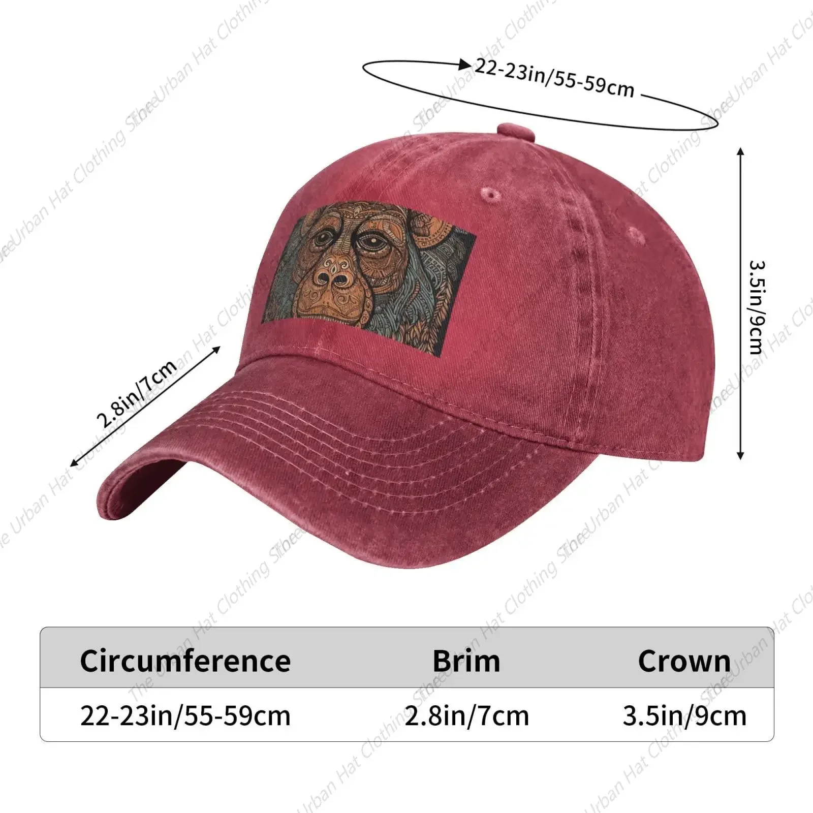 Orangutan Pattern Baseball Cap for Men Women Washed Cotton Dad Hat Adjustable Trucker Hat for Daily