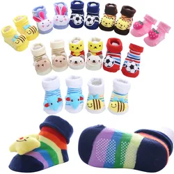 Calcetines de algodón antideslizantes para bebé, medias de goma para niño y niña, para niños pequeños, para otoño y primavera, regalo bonito, material barato, 1 par