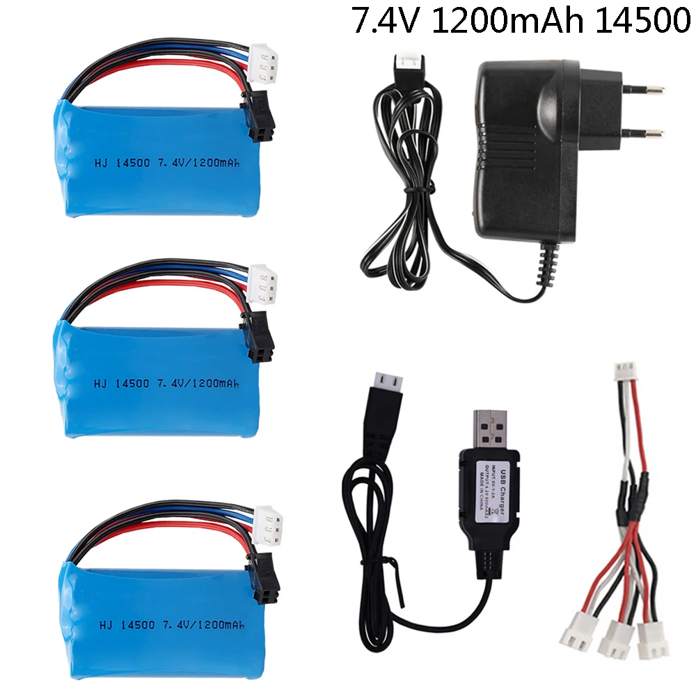 7.4V 1200mAh Li-ion battery with Charger for Electric Toys water bullet gun toys accessory 7.4 V 2S battery for Vehicles RC toys