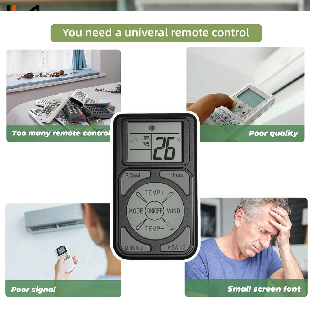 MRSVI Mini Universal A/C Remote Control Q58 LCD Controller for Air Conditioner Low Power Consumption Portable Remote Controller image 2