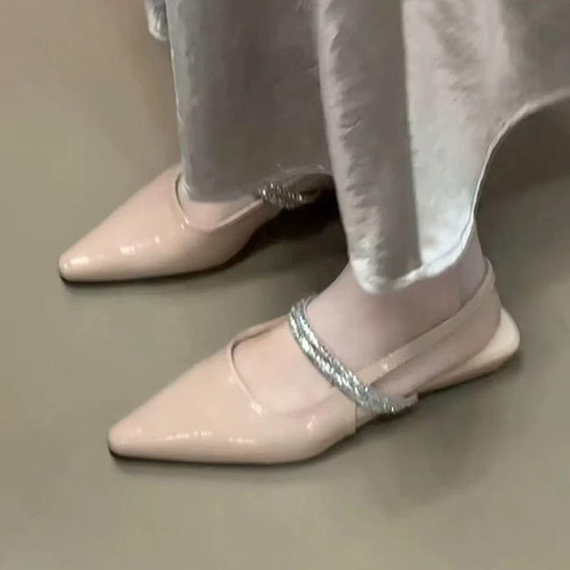 

Crystal Women Flats Pointed Toe Sandals Sexy New Summer Shoes Designer 2025 Trend Slippers Slingback Woman Shoes Sandalias Mujer