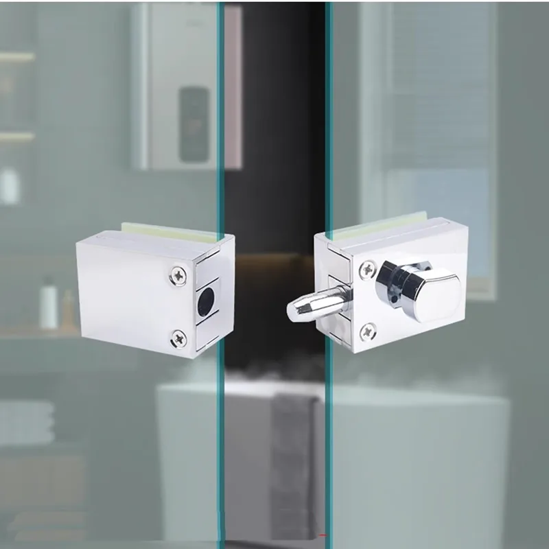 High quality,Glass Door Latches Lock/bolt,8-12mm glass,no drilling,for Bathroom Double/single glass door, Frameless glass door